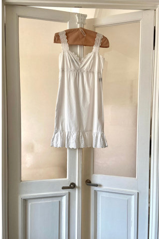 2000s Ralph Lauren Blue Label White Eyelet  Pinafore Dress Selected by A Stylish Life