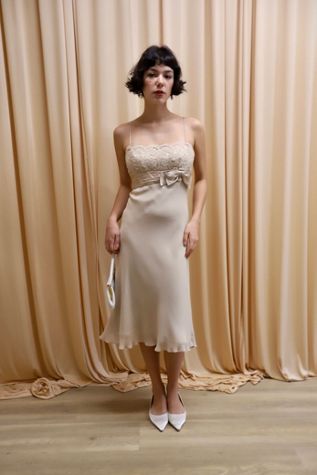 1990s Anne Klein Bias Cut Silk Mini Selected by Allegra Vintij