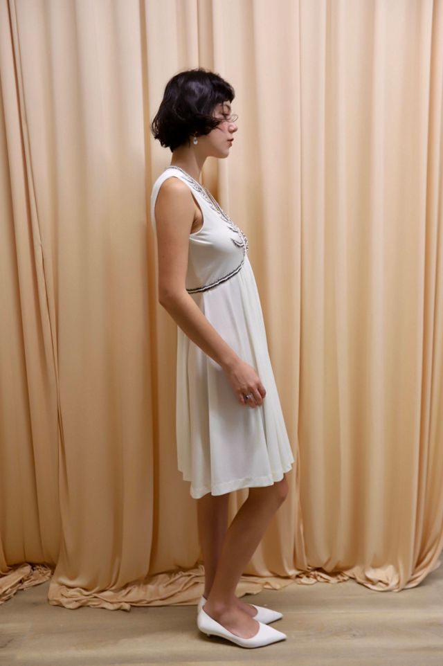 1960s Jack Bryan Empire Waist Beaded Mini Dress Selected by Allegra Vintij #1