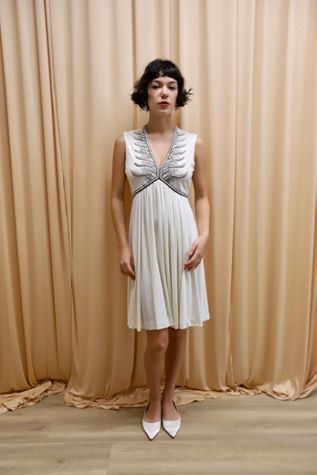 1960s Jack Bryan Empire Waist Beaded Mini Dress Selected by Allegra Vintij