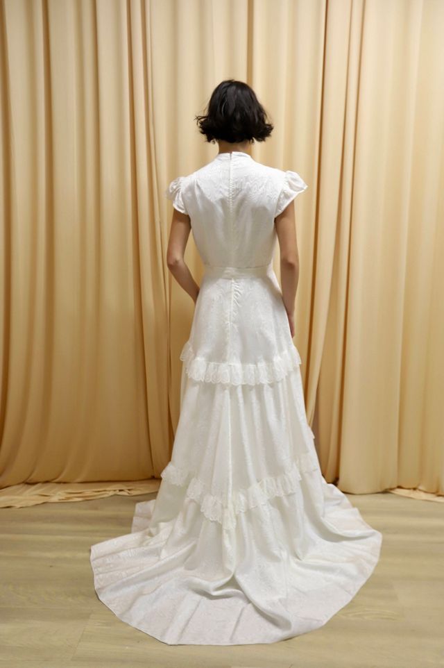 1960s Moire Tiered Gown with Train Selected by Allegra Vintij #2