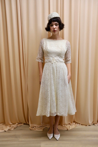 1950s A Line Lace Tea Dress with Overlay Selected by Allegra Vintij
