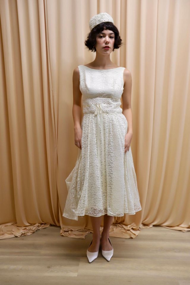 1950s A Line Lace Tea Dress with Overlay Selected by Allegra Vintij #3