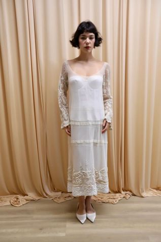 1920s Long Sleeve Embroidered Mesh Lace Overlay Selected by Allegra Vintij