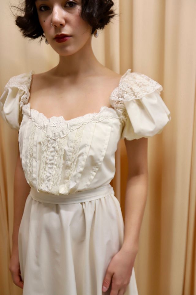 1980s Redesigned Puff Sleeve Square Neck Gown Selected by Allegra Vintij #3