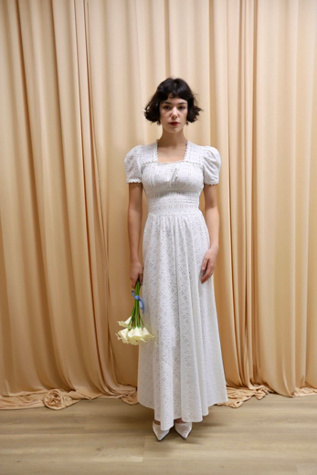 1970s Long Sleeve Chiffon Prairie Dress Selected by Allegra Vintij