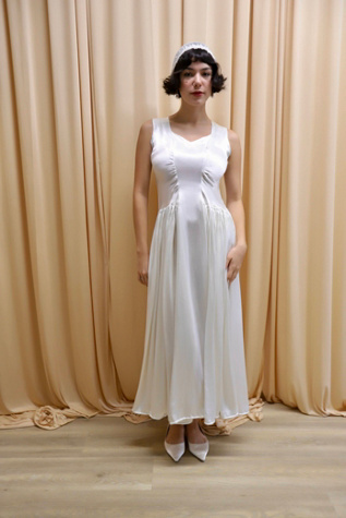1940s Sleeveless Liquid Satin Dress Selected by Allegra Vintij