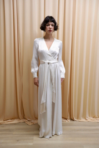 1960s Silk Brocade Long Sleeve Tie Waist Gown/Robe Selected by Allegra Vintij