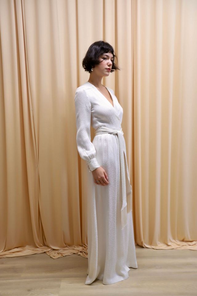 1960s Silk Brocade Long Sleeve Tie Waist Gown/Robe Selected by Allegra Vintij #1