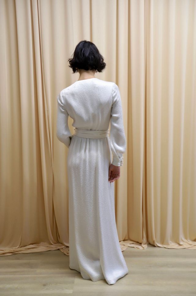 1960s Silk Brocade Long Sleeve Tie Waist Gown/Robe Selected by Allegra Vintij #2