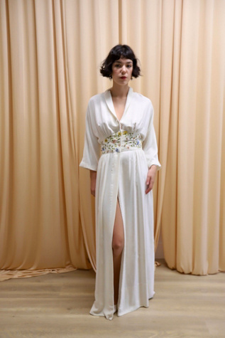 1940s Floral Velvet Robe with Silk Lining Selected by Allegra Vintij