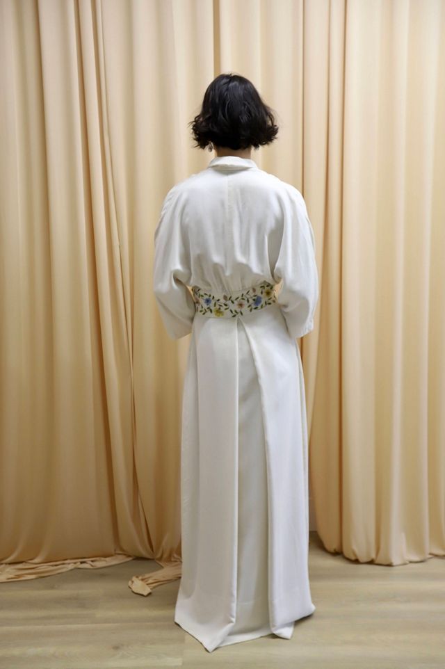 1940s Floral Velvet Robe with Silk Lining Selected by Allegra Vintij #2