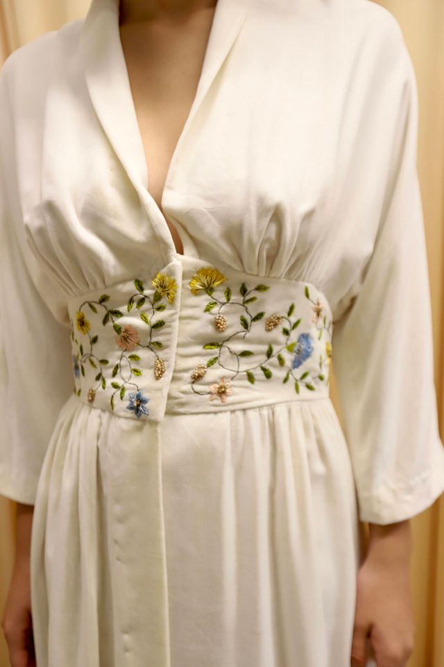 1940s Floral Velvet Robe with Silk Lining Selected by Allegra Vintij #3