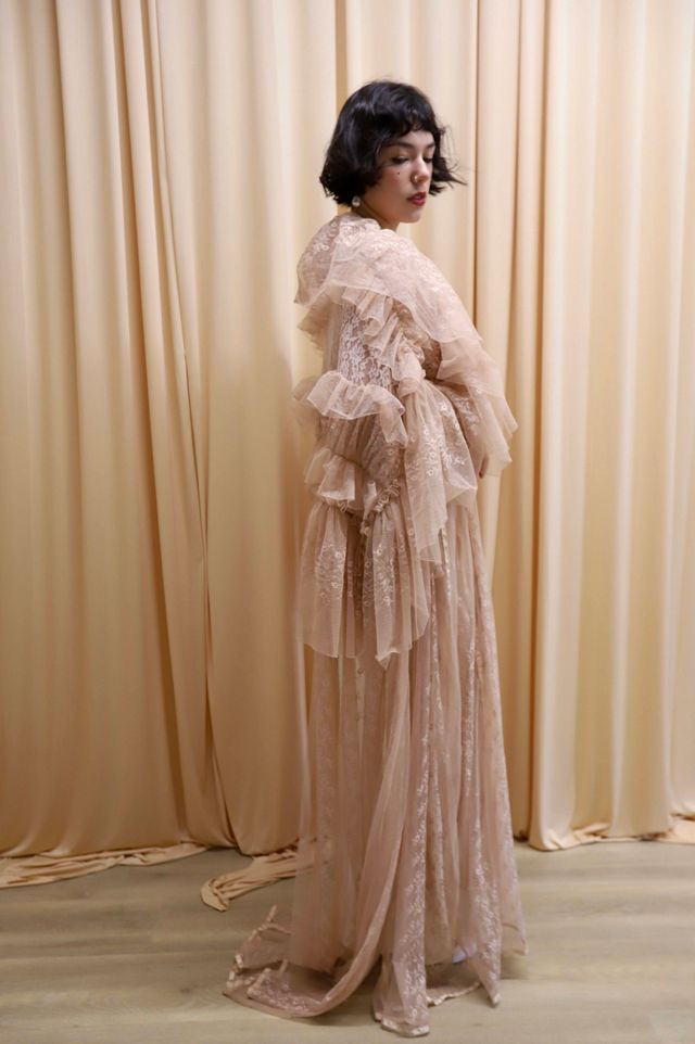 Upcycled Lace Cape with Beaded Fringe Selected by Allegra Vintij #1