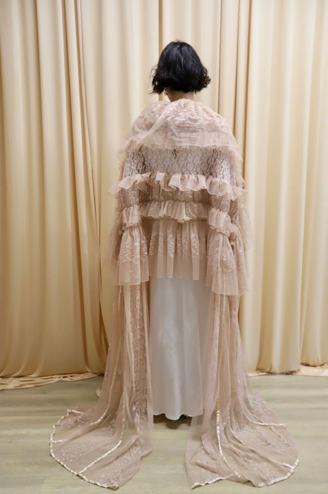 Upcycled Lace Cape with Beaded Fringe Selected by Allegra Vintij #2