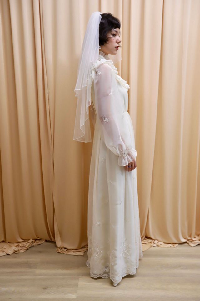 1970s Long Sleeve Chiffon Prairie Dress Selected by Allegra Vintij #1