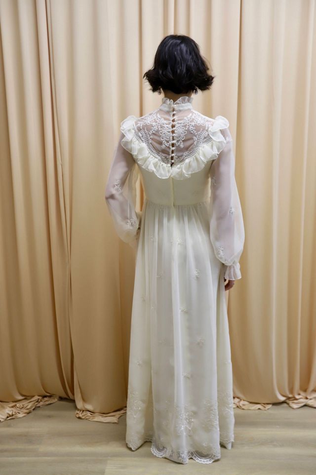 1970s Long Sleeve Chiffon Prairie Dress Selected by Allegra Vintij #2