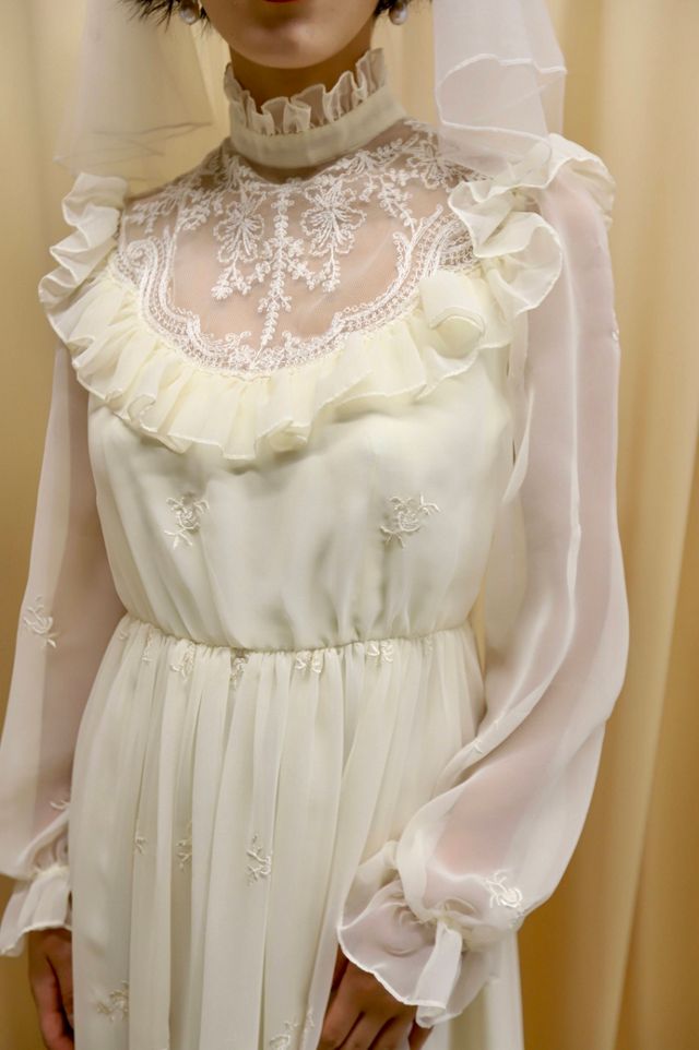 1970s Long Sleeve Chiffon Prairie Dress Selected by Allegra Vintij #3