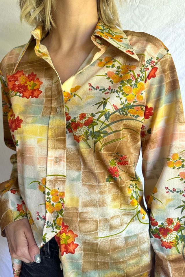 Vintage 1970s Fall Foliage Button Up Shirt Selected by Grievous Angel Vintage #1