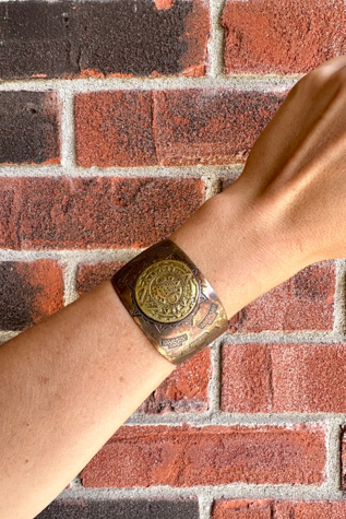 Vintage Artisan Copper Sun Medallion Cuff Selected by Grievous Angel Vintage