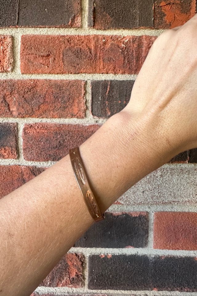 Vintage Feather Etched Copper Cuff Selected by Grievous Angel Vintage #1