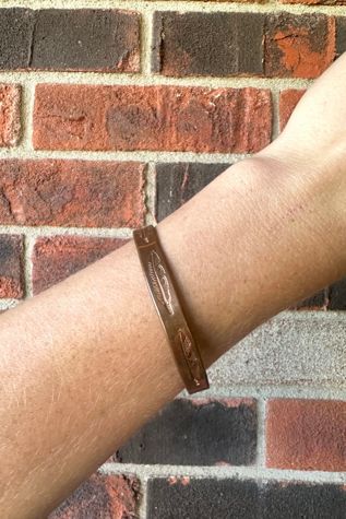 Vintage Feather Etched Copper Cuff Selected by Grievous Angel Vintage
