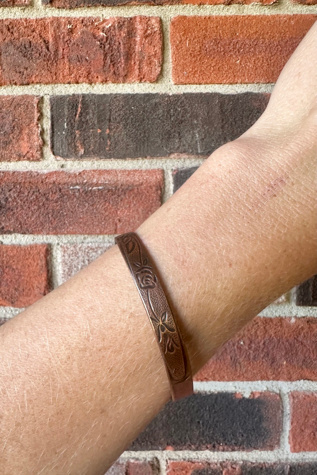 Vintage Rose Etched Copper Cuff Selected by Grievous Angel Vintage