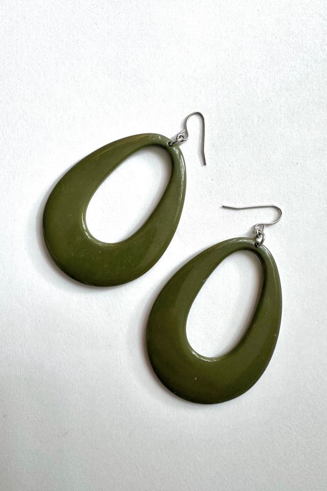 Vintage Green Mod Oval Dangle Earrings Selected by Grievous Angel Vintage #1