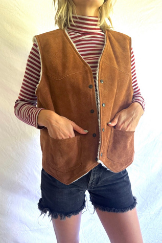 Vintage 1970s Suede and Sherpa Vest Selected by Grievous Angel Vintage