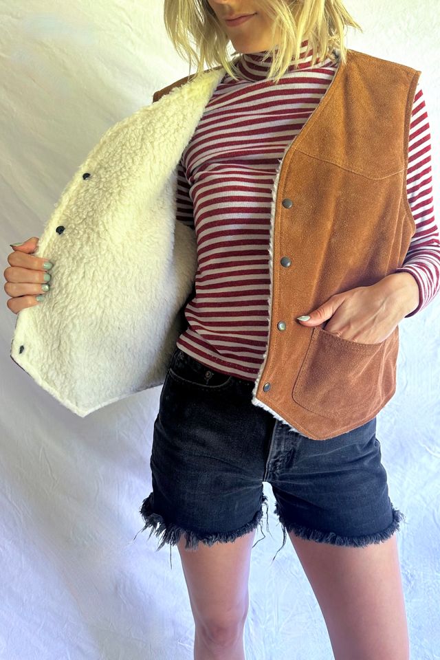 Vintage 1970s Suede and Sherpa Vest Selected by Grievous Angel Vintage #1