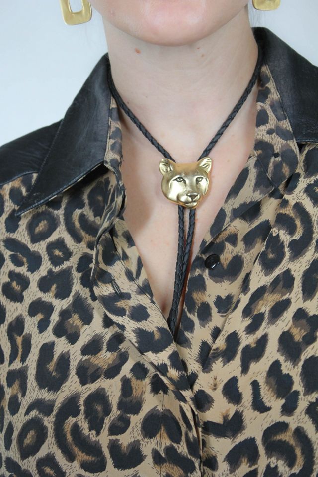 Vintage Leopard Print Leather Accent Silk Button Down Selected By Moons + Junes Vintage #3