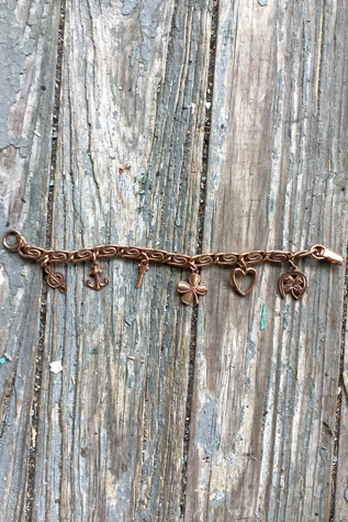Mid Century Copper Charm Bracelet Selected by Cherry