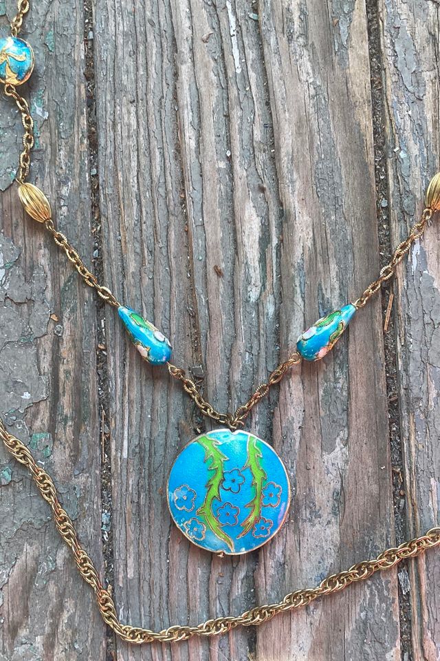 Vintage Y2K Cloisonne and Gold Tone Chain Necklace Selected by Cherry #1
