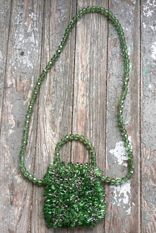 Vintage 1990s Green Beaded Mini Purse Selected by Cherry