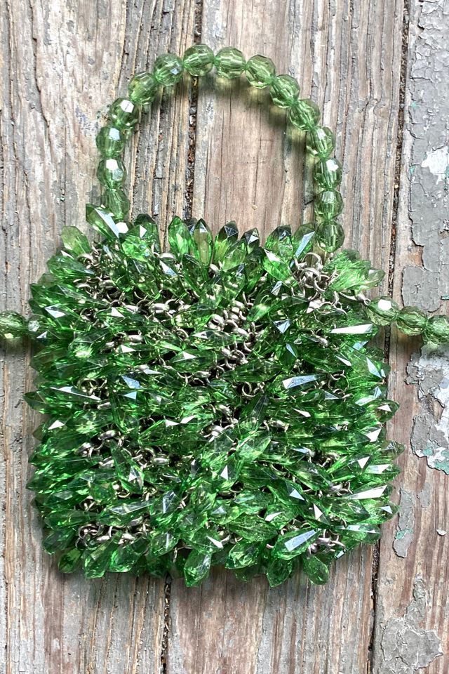 Vintage 1990s Green Beaded Mini Purse Selected by Cherry #1