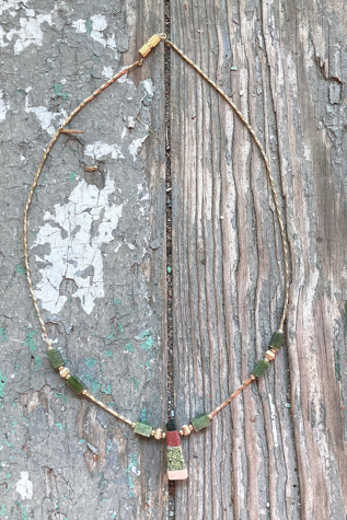 Handmade 1970s Liquid Gold and Green Aventurine Necklace Selected by Cherry