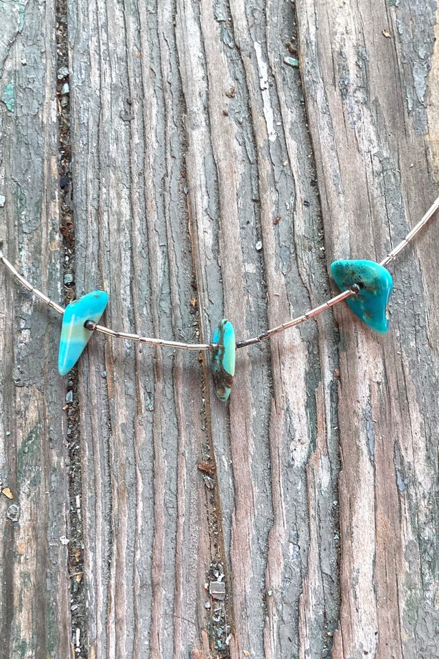 Handmade 1970s Liquid Silver and Turquoise Beaded Necklace Selected by Cherry #1