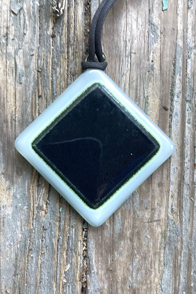 Vintage 1990s Handblown Mod Glass Pendant and Leather Necklace Selected by Cherry #1