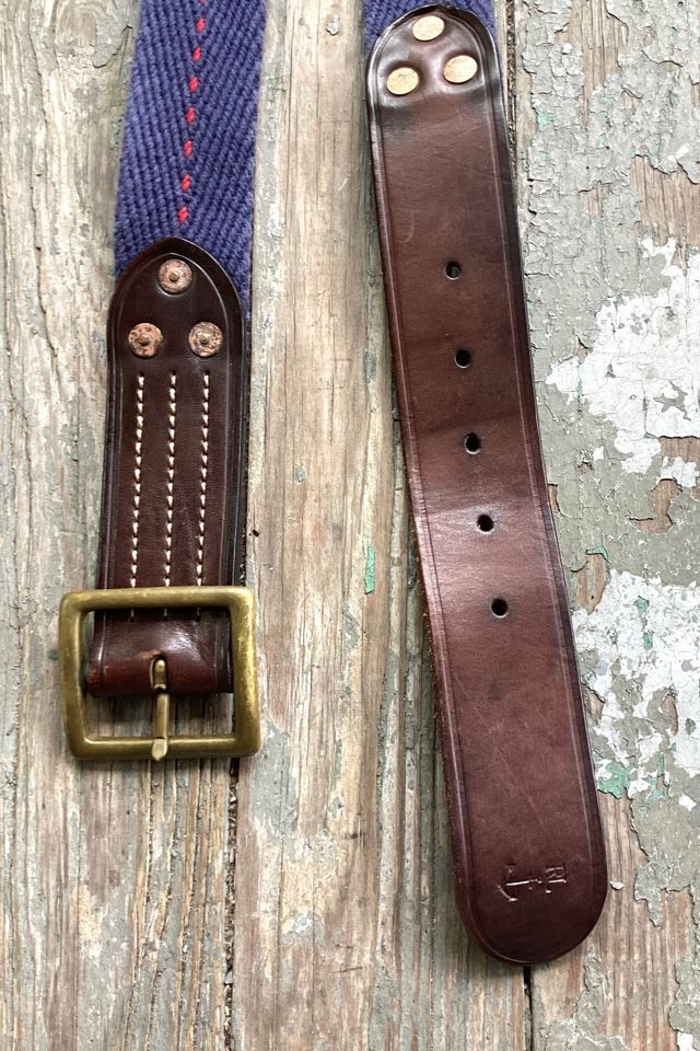 Vintage Y2K Ralph Lauren Blue Canvas and Leather Belt Selected by Cherry #2
