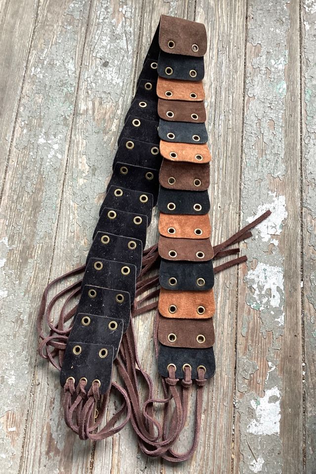Vintage 1990s Patchwork Suede Fringe Belt Selected by Cherry #1