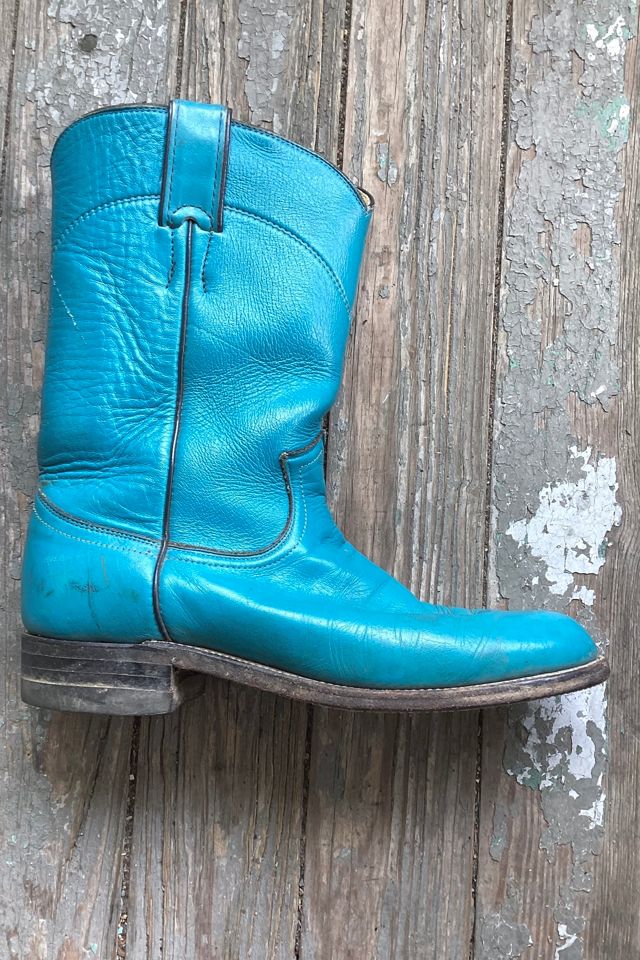 Vintage 1970s Teal Justin Cowboy Boots Selected by Cherry #2
