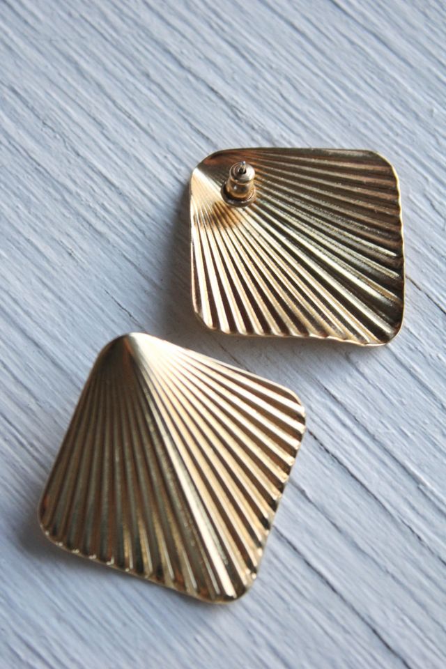 Vintage Gold Art Deco Fan Stud Earrings Selected By Moons + Junes Vintage #2