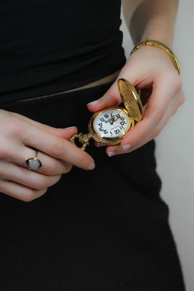 Vintage Gold Train Pocket Watch Selected By Moons + Junes Vintage #2