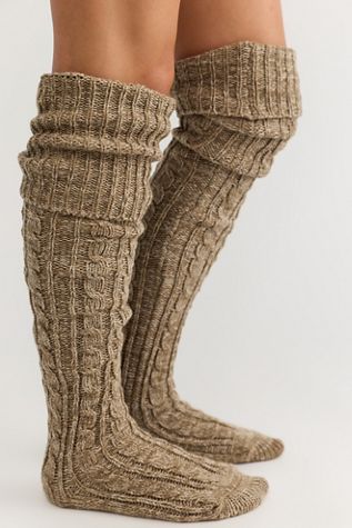 Cable Knit Over-The-Knee Socks