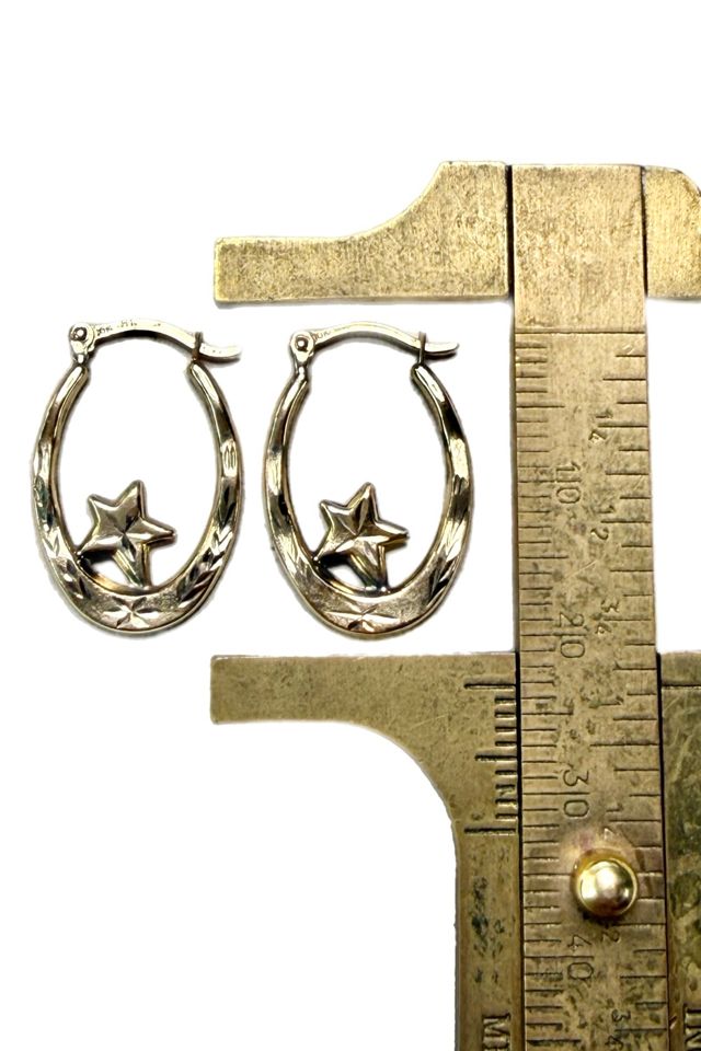 Vintage 10k Gold Star Huggie Hoop Earrings Selected by Lux Revival #2