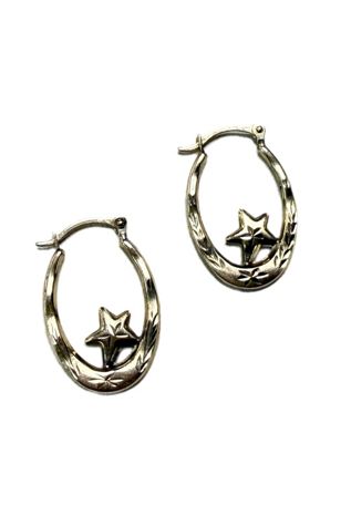 Vintage 10k Gold Star Huggie Hoop Earrings Selected by Lux Revival