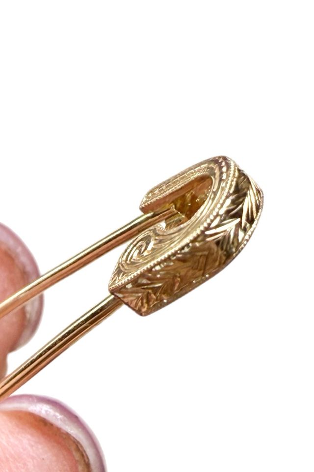Art Deco 14k Gold Safety Pin Pendant or Connector Selected by Lux Revival #3