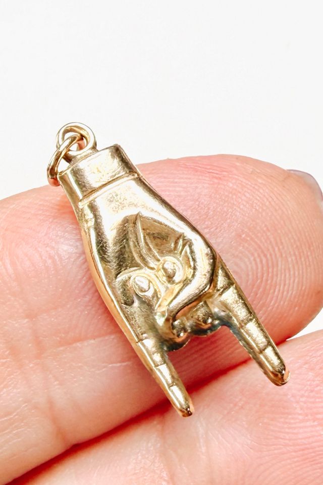 Vintage 14k Gold Mano Cornuto Pendant Charm Selected by Lux Revival #1