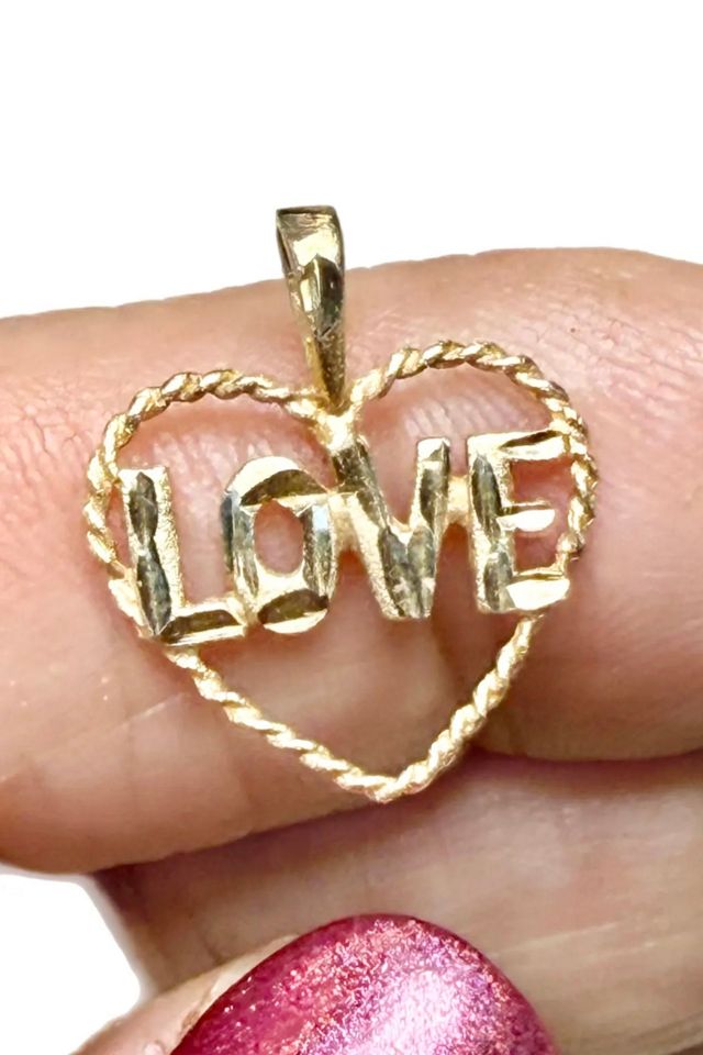 Vintage 14k Gold “Love” Heart Pendant Charm Selected by Lux Revival #1