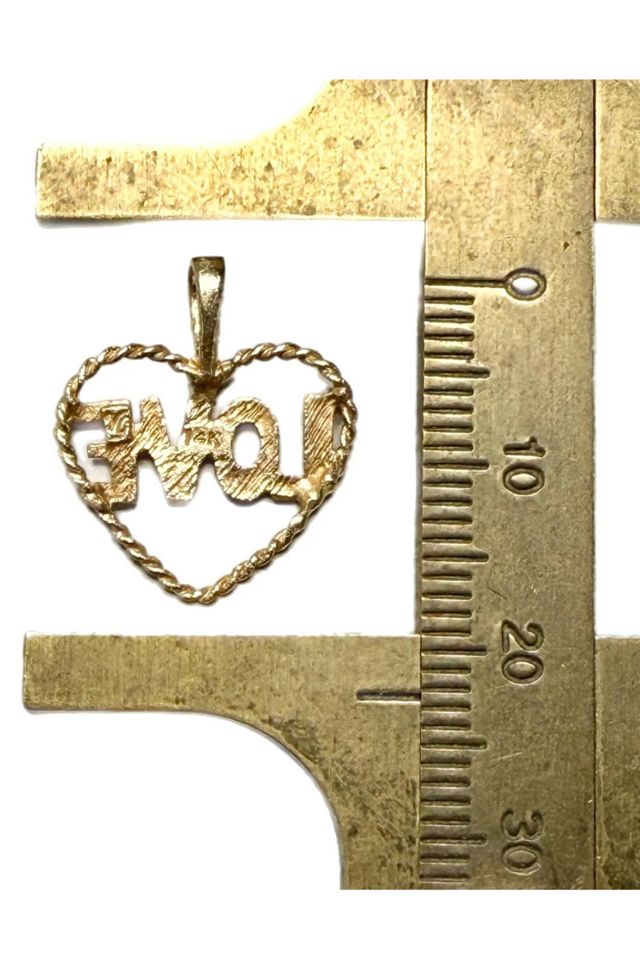 Vintage 14k Gold “Love” Heart Pendant Charm Selected by Lux Revival #2